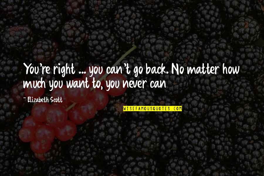Can Go Back Quotes By Elizabeth Scott: You're right ... you can't go back. No