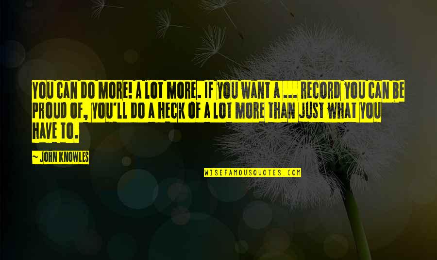 Can Have What You Want Quotes By John Knowles: You can do more! A lot more. If