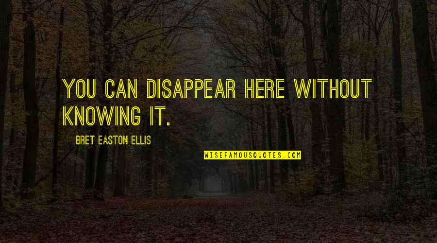 Can I Disappear Quotes By Bret Easton Ellis: You can disappear here without knowing it.