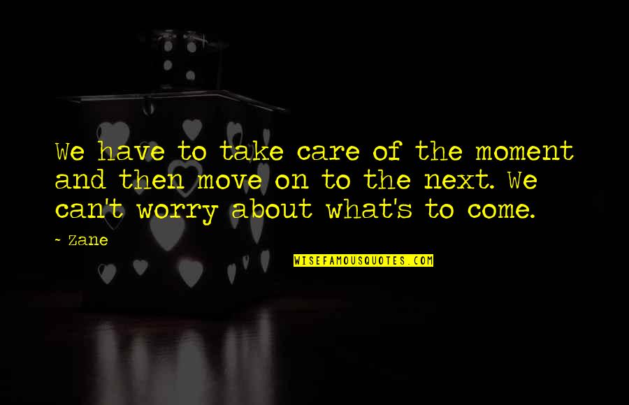 Can Move On Quotes By Zane: We have to take care of the moment