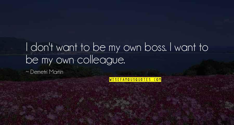 Can Save Them All Quotes By Demetri Martin: I don't want to be my own boss.