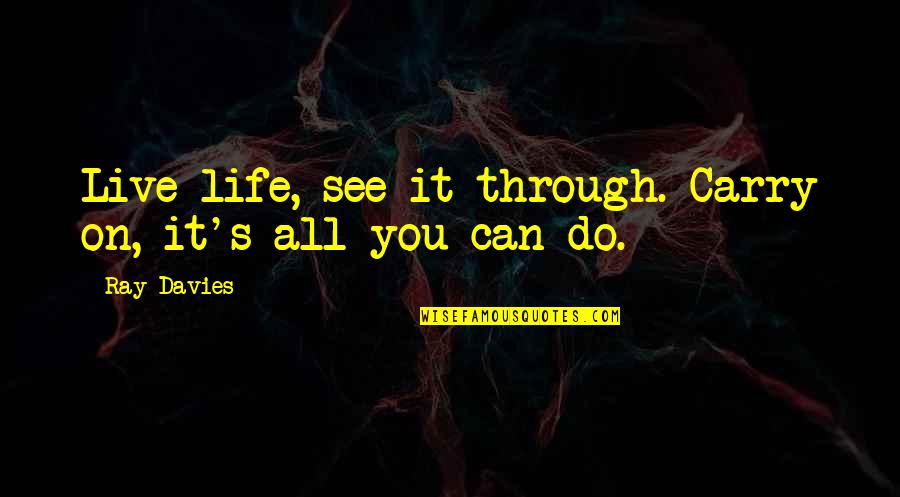 Can See Through You Quotes By Ray Davies: Live life, see it through. Carry on, it's