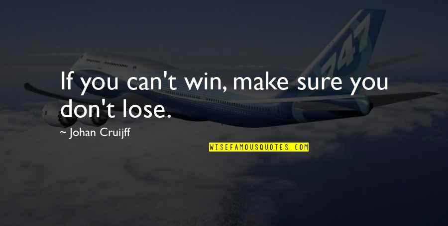 Can T Lose You Quotes By Johan Cruijff: If you can't win, make sure you don't Can T Lose You Quotes By Johan Cruijff: If you can't win, make sure you don't