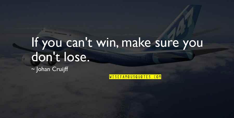 Can T Lose You Quotes By Johan Cruijff: If you can't win, make sure you don't