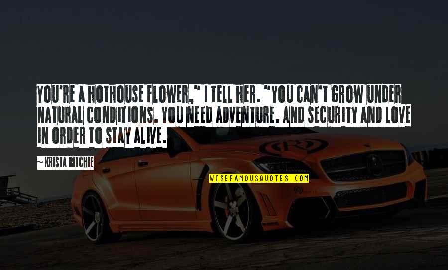 Can T Tell Quotes By Krista Ritchie: You're a hothouse flower," I tell her. "You