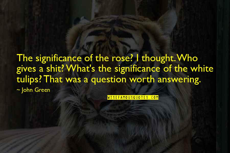 Can We Stop Fighting Quotes By John Green: The significance of the rose? I thought. Who