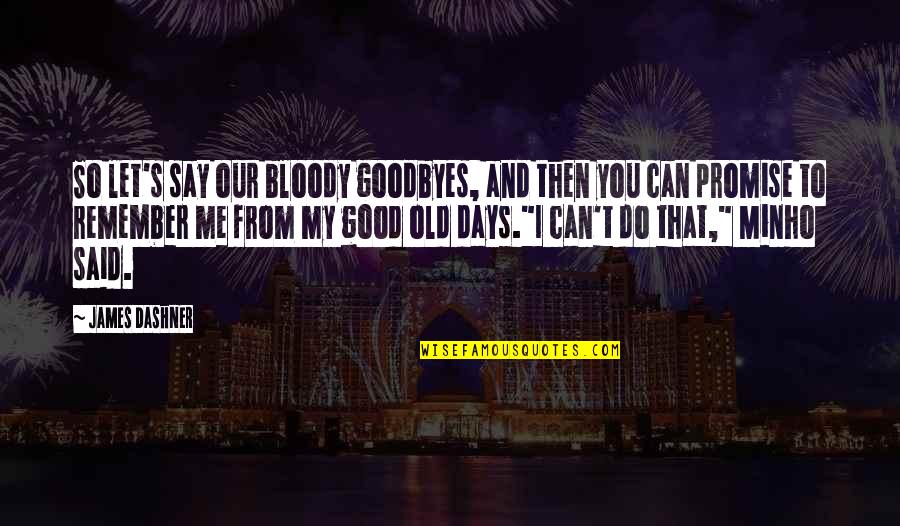 Can You Remember Me Quotes By James Dashner: So let's say our bloody goodbyes, and then