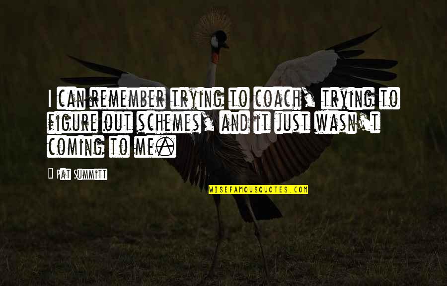 Can You Remember Me Quotes By Pat Summitt: I can remember trying to coach, trying to