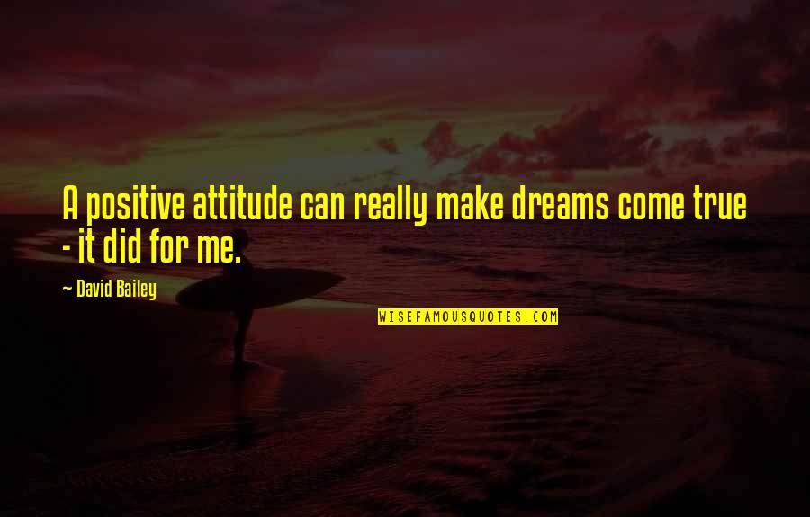 Canada Goose Quotes By David Bailey: A positive attitude can really make dreams come