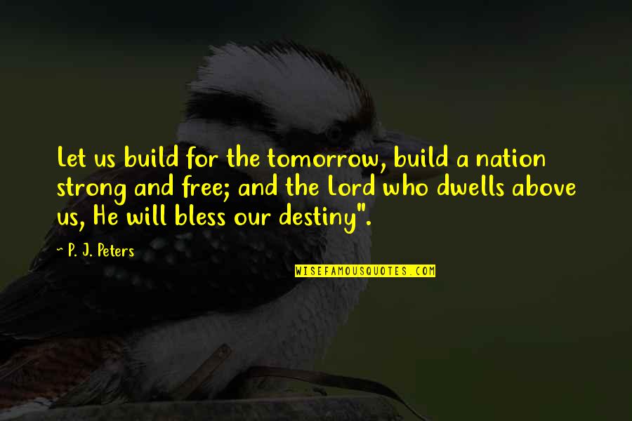 Canada Strong Quotes By P. J. Peters: Let us build for the tomorrow, build a