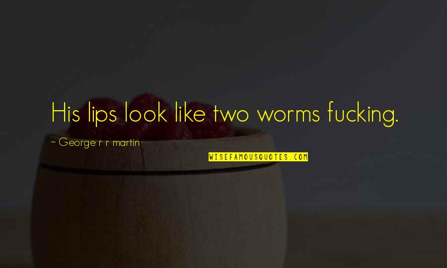 Canakkale War Quotes By George R R Martin: His lips look like two worms fucking. Canakkale War Quotes By George R R Martin: His lips look like two worms fucking.