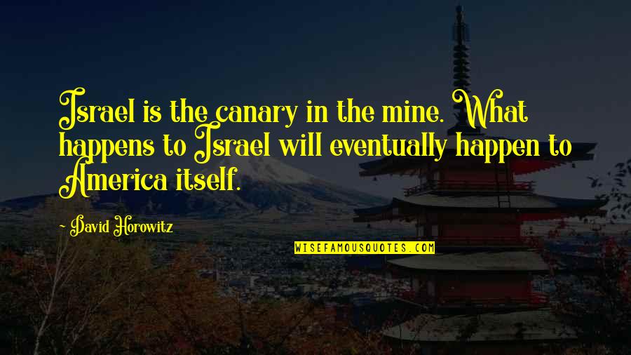 Canary Quotes By David Horowitz: Israel is the canary in the mine. What