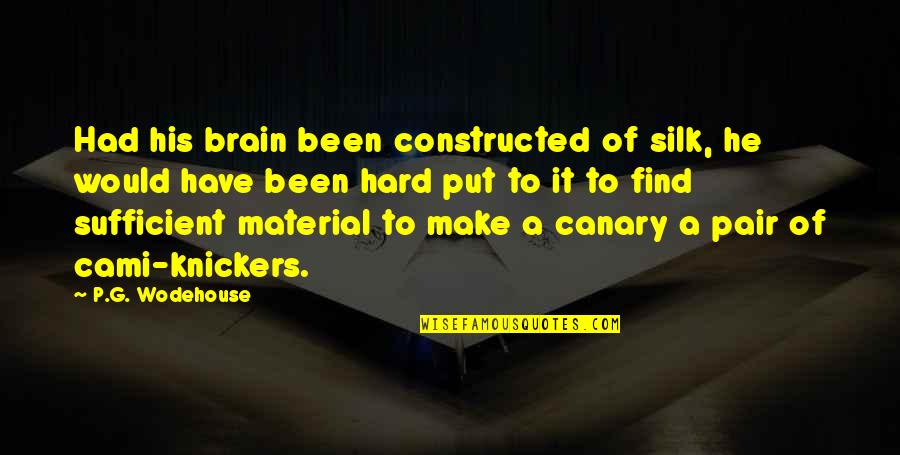 Canary Quotes By P.G. Wodehouse: Had his brain been constructed of silk, he