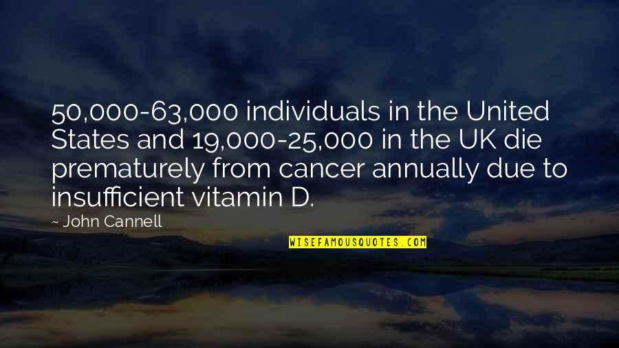 Cancer And Quotes By John Cannell: 50,000-63,000 individuals in the United States and 19,000-25,000