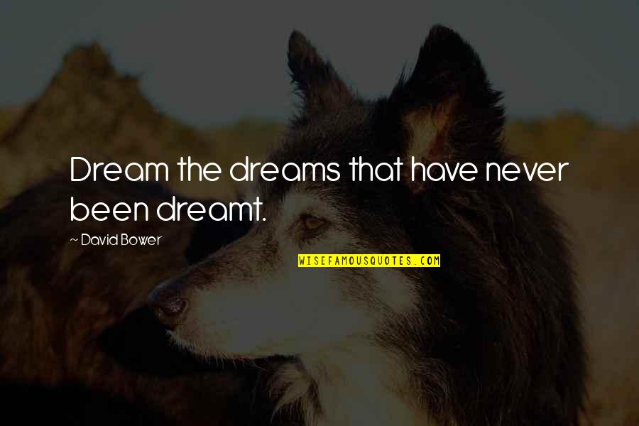 Cancer And Scorpio Quotes By David Bower: Dream the dreams that have never been dreamt.