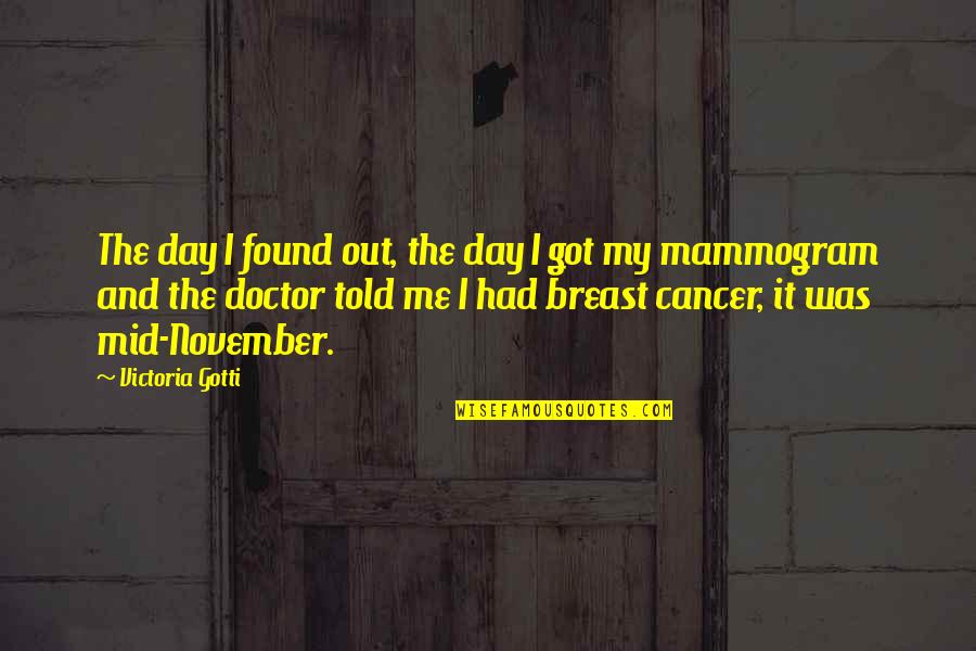 Cancer Day Quotes By Victoria Gotti: The day I found out, the day I