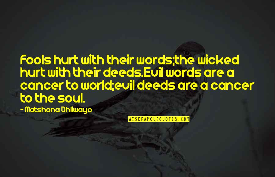 Cancer Quotes And Quotes By Matshona Dhliwayo: Fools hurt with their words;the wicked hurt with