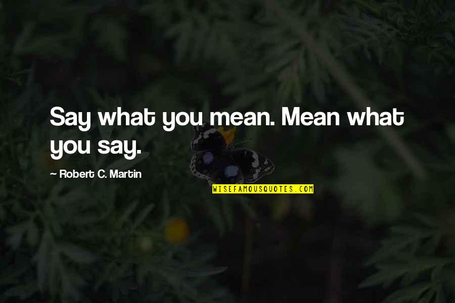 Cancer Support Quotes By Robert C. Martin: Say what you mean. Mean what you say.