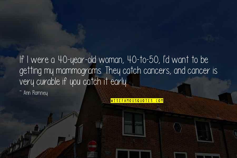 Cancers Quotes By Ann Romney: If I were a 40-year-old woman, 40-to-50, I'd