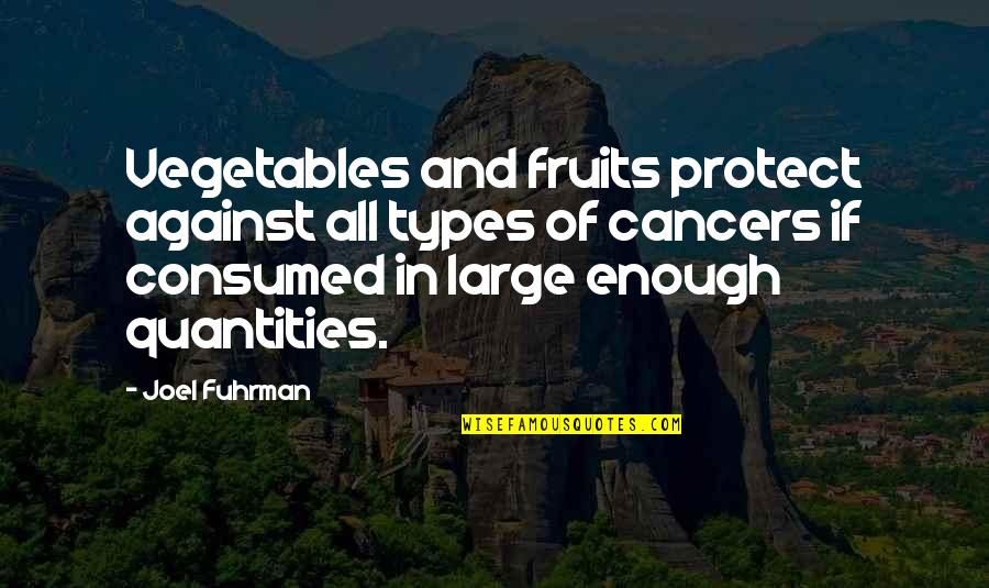 Cancers Quotes By Joel Fuhrman: Vegetables and fruits protect against all types of