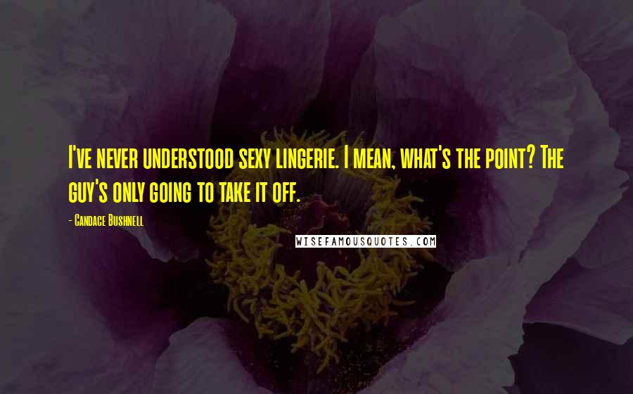 Candace Bushnell quotes: I've never understood sexy lingerie. I mean, what's the point? The guy's only going to take it off.