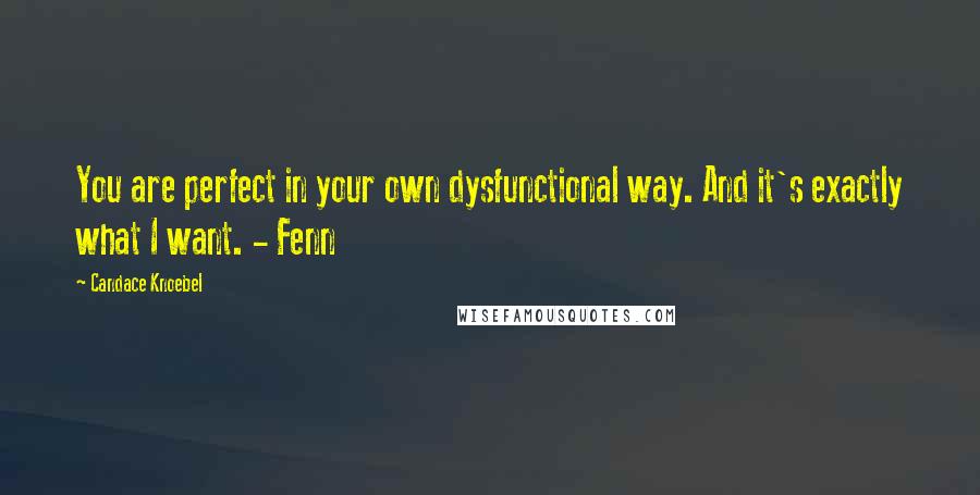 Candace Knoebel quotes: You are perfect in your own dysfunctional way. And it's exactly what I want. - Fenn