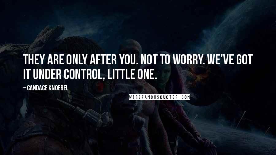 Candace Knoebel quotes: They are only after you. Not to worry. We've got it under control, little one.