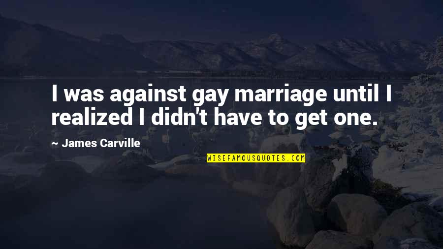Candia Mcwilliam Quotes By James Carville: I was against gay marriage until I realized