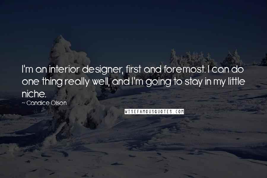 Candice Olson quotes: I'm an interior designer, first and foremost. I can do one thing really well, and I'm going to stay in my little niche.