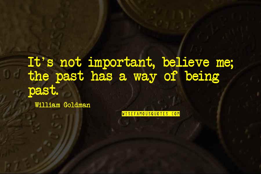 Candice Olson Quotes By William Goldman: It's not important, believe me; the past has