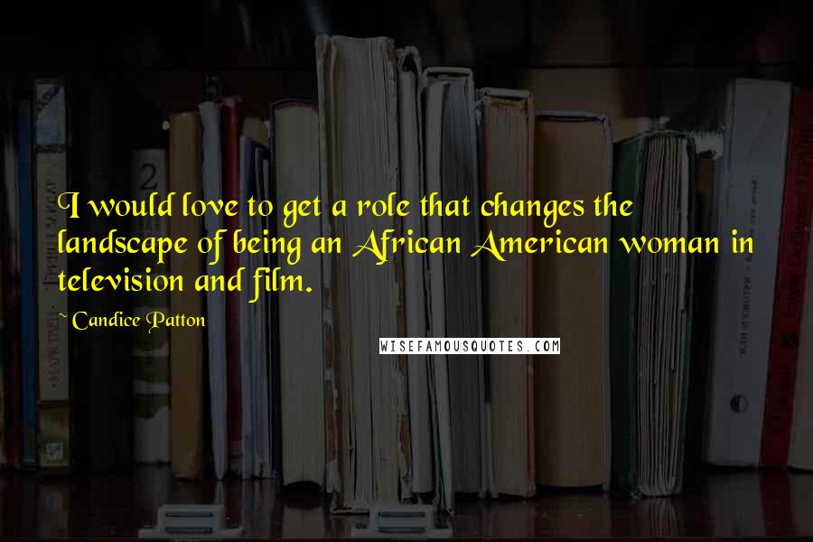 Candice Patton quotes: I would love to get a role that changes the landscape of being an African American woman in television and film.