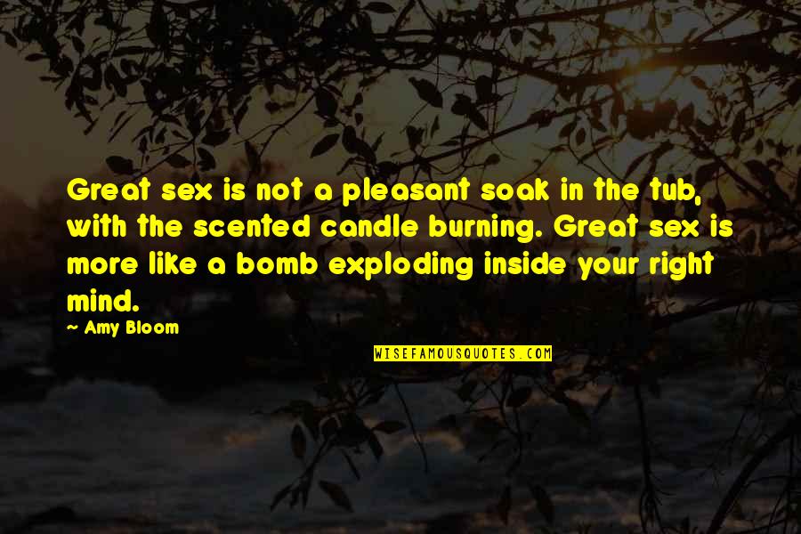 Candle Burning Out Quotes By Amy Bloom: Great sex is not a pleasant soak in