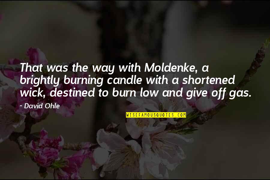 Candle Burning Out Quotes By David Ohle: That was the way with Moldenke, a brightly
