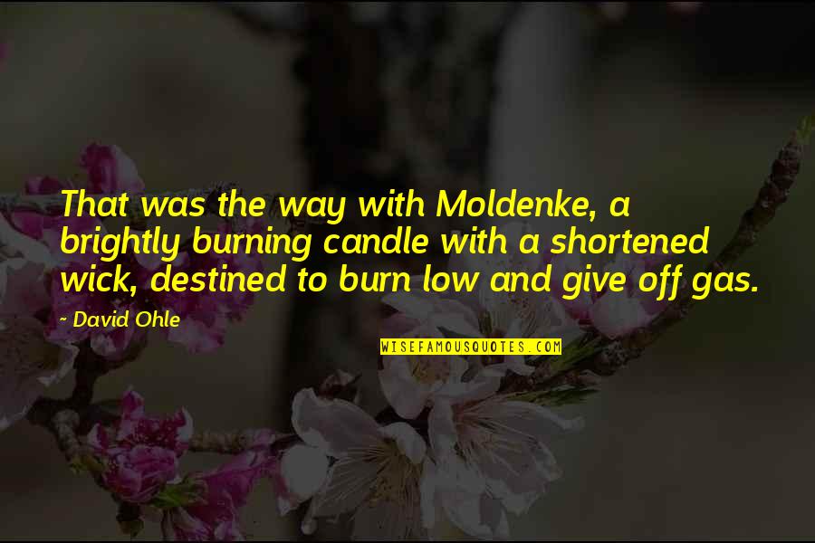 Candle Burning Quotes By David Ohle: That was the way with Moldenke, a brightly