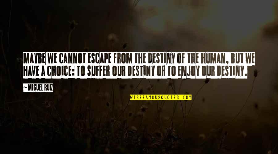 Candle Lit Bath Quotes By Miguel Ruiz: Maybe we cannot escape from the destiny of