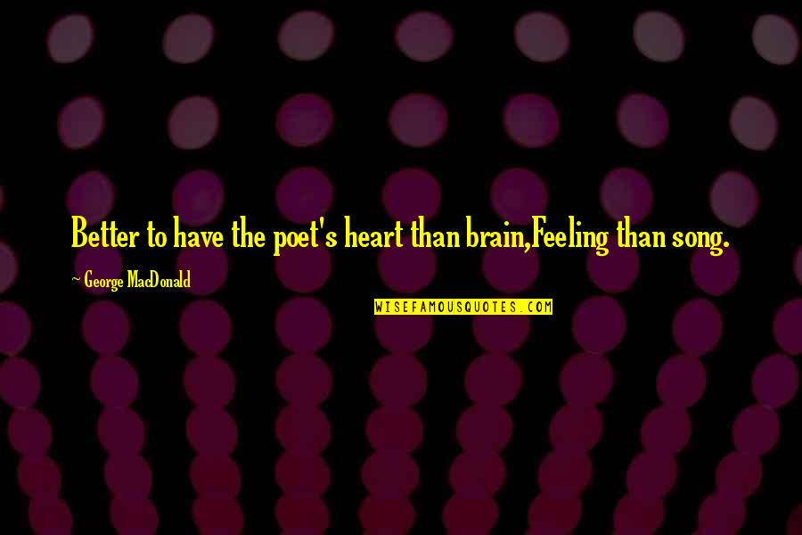 Candles And Death Quotes By George MacDonald: Better to have the poet's heart than brain,Feeling Candles And Death Quotes By George MacDonald: Better to have the poet's heart than brain,Feeling