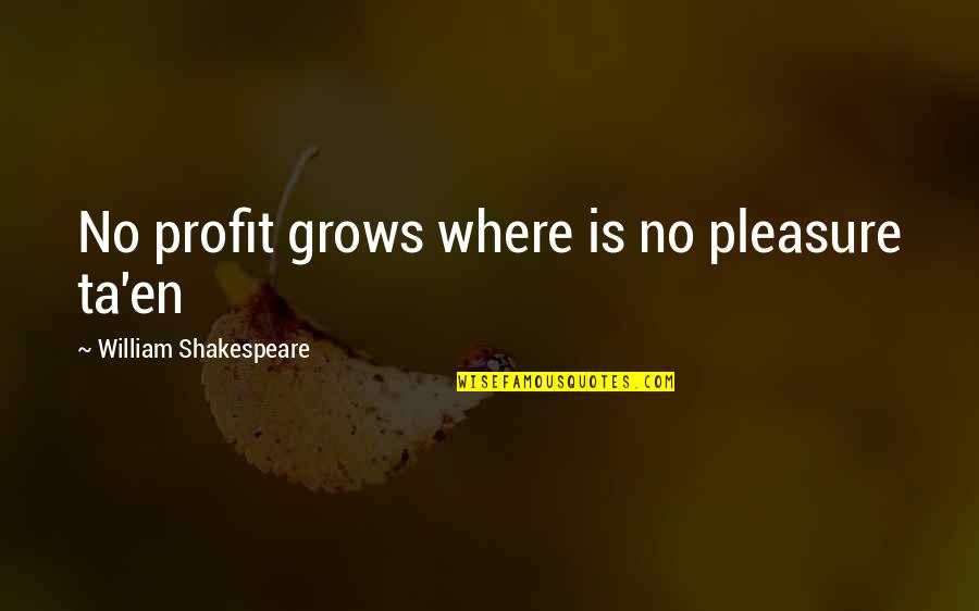 Candlish Real Estate Quotes By William Shakespeare: No profit grows where is no pleasure ta'en