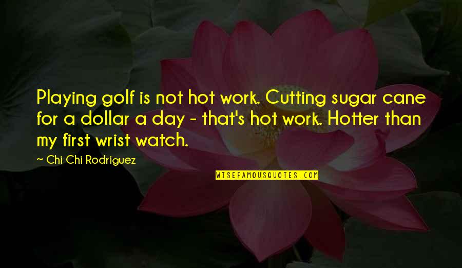 Cane Quotes By Chi Chi Rodriguez: Playing golf is not hot work. Cutting sugar