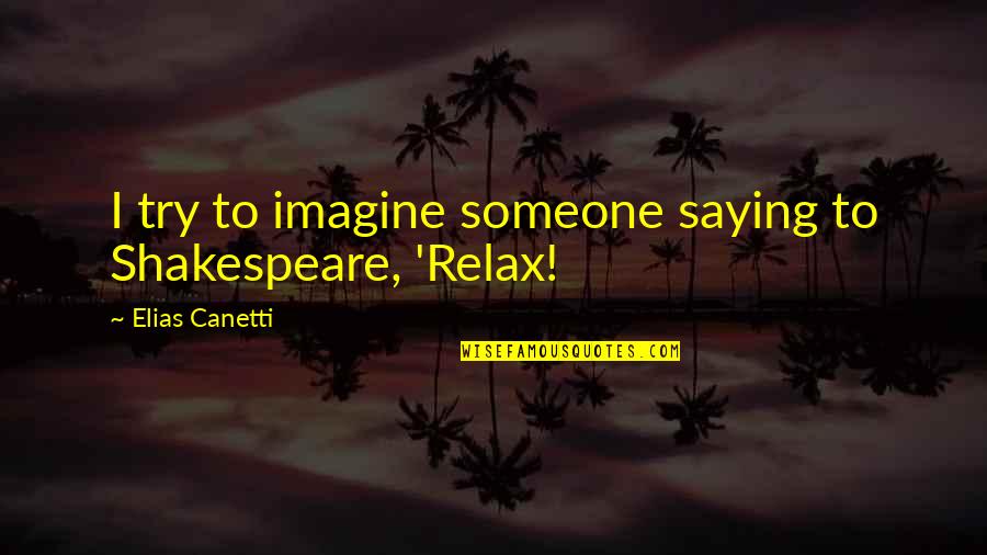 Canetti Quotes By Elias Canetti: I try to imagine someone saying to Shakespeare,