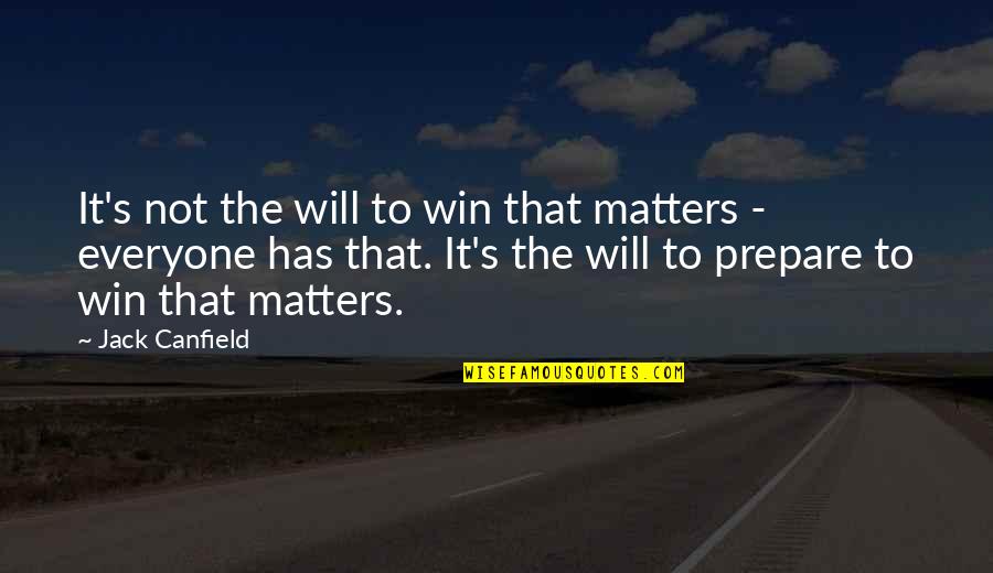Canfield Quotes By Jack Canfield: It's not the will to win that matters