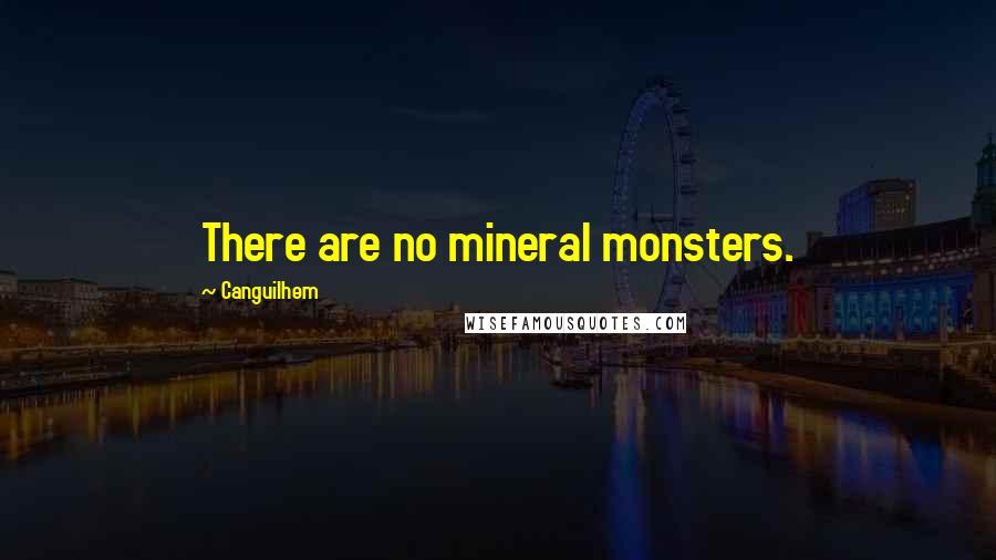 Canguilhem quotes: There are no mineral monsters.