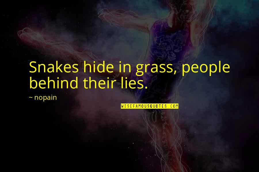 Canham College Quotes By Nopain: Snakes hide in grass, people behind their lies.