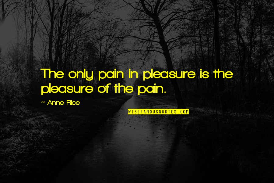 Canillas Monocomando Quotes By Anne Rice: The only pain in pleasure is the pleasure