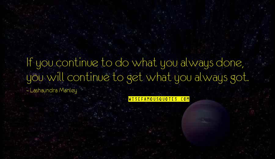 Cannock Weather Quotes By Lashaundra Manley: If you continue to do what you always