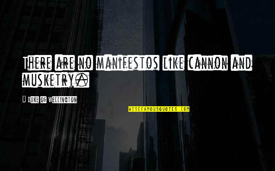 Cannon Quotes By Duke Of Wellington: There are no manifestos like cannon and musketry.