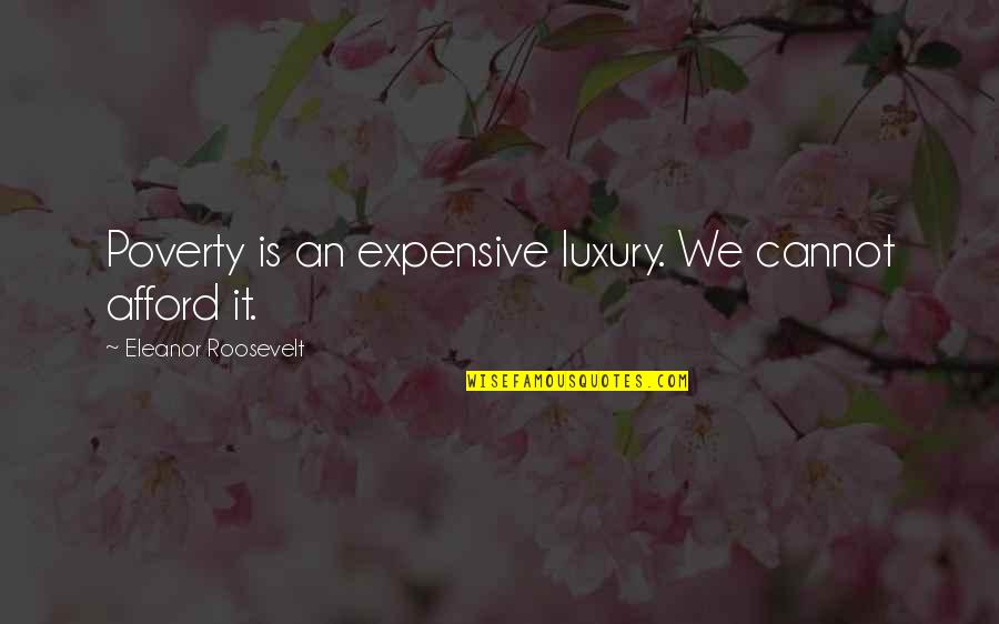 Cannot Afford Quotes By Eleanor Roosevelt: Poverty is an expensive luxury. We cannot afford