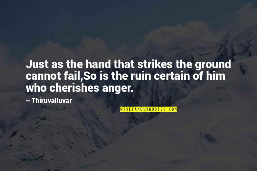 Cannot Fail Quotes By Thiruvalluvar: Just as the hand that strikes the ground