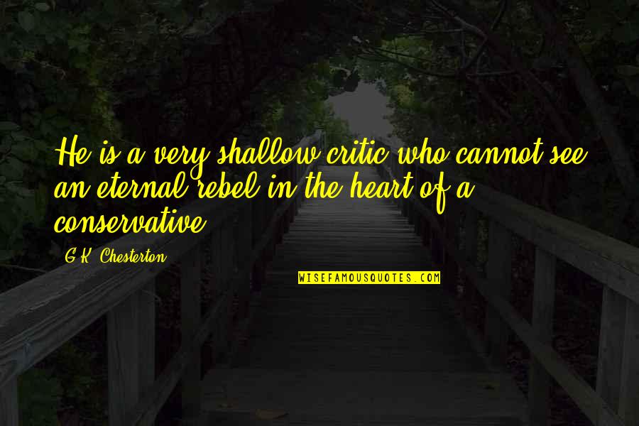 Cannot See Quotes By G.K. Chesterton: He is a very shallow critic who cannot