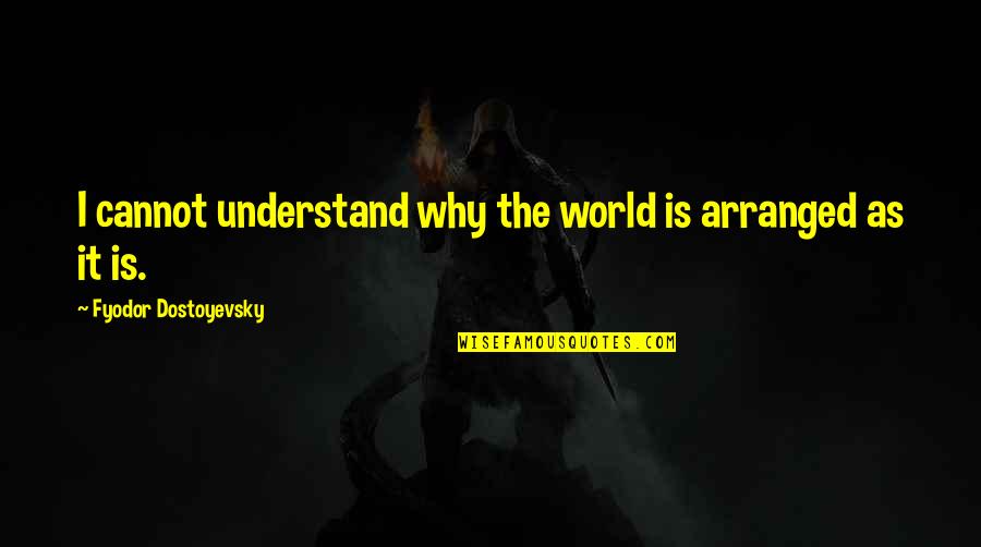 Cannot Understand Quotes By Fyodor Dostoyevsky: I cannot understand why the world is arranged