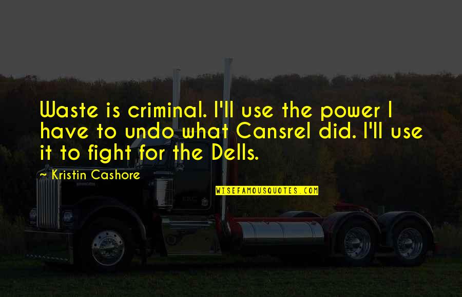 Cansrel Quotes By Kristin Cashore: Waste is criminal. I'll use the power I